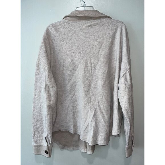 PacSun XS/S Button-Up Beige Sherpa Shirt Jacket Shacket With Pockets & Collared - Picture 2 of 6